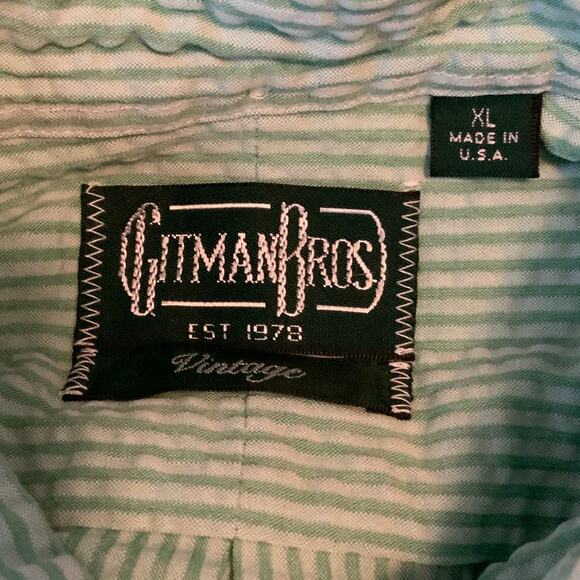 Gitman Bros Vintage Seersucker Shirt Short Sleeve Green XL - Picture 4 of 5